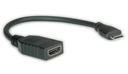 Roline Cable HDMI de alta velocidad con Ethernet, HDMI tipo A hembra a Mini HDMI tipo C macho, 0,15 m