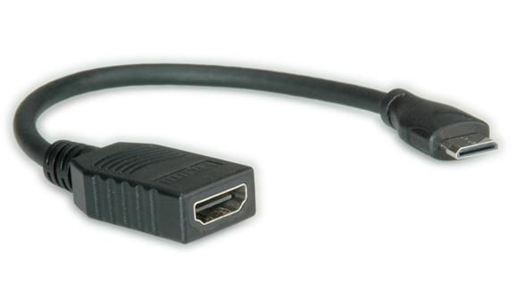 Roline Cable HDMI de alta velocidad con Ethernet, HDMI tipo A hembra a Mini HDMI tipo C macho, 0,15 m Roline Cable HDMI de alta velocidad con Ethernet, HDMI tipo A hembra a Mini HDMI tipo C macho, 0,15 m