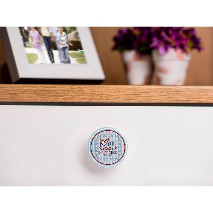 Rei pomo para mueble mod. m8 Ø38mm, pack 4 uds., madera haya, acabado blanco ilustrado, tirador contemporáneo