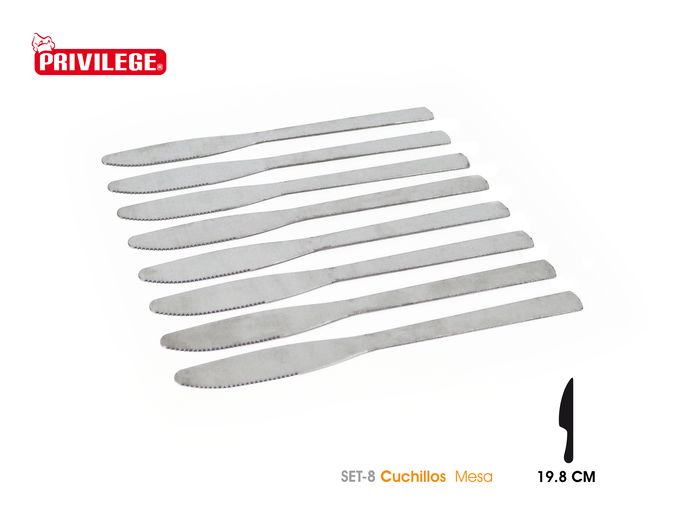 Privilege Set de 8 Cuchillos de Mesa Privilege 8,5 cm x 1 cm x 23 cm (24 Unidades)