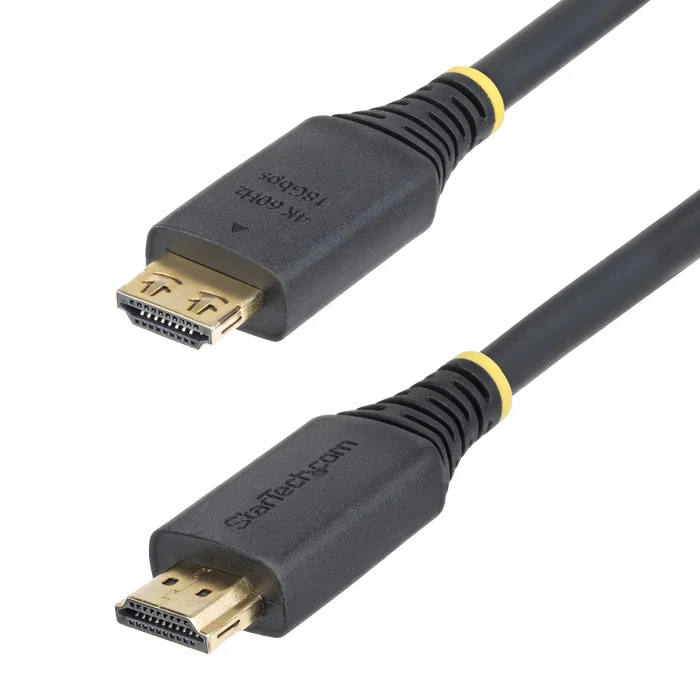 StarTech HDMI2-CABLE-GRIP-5M Cable HDMI 2.0 de Alta Velocidad - 5m - Negro - 4K a 60Hz HDR10 ARC HDCP 2.2 18Gbps con Conectores Chapados en Oro y Sujeción