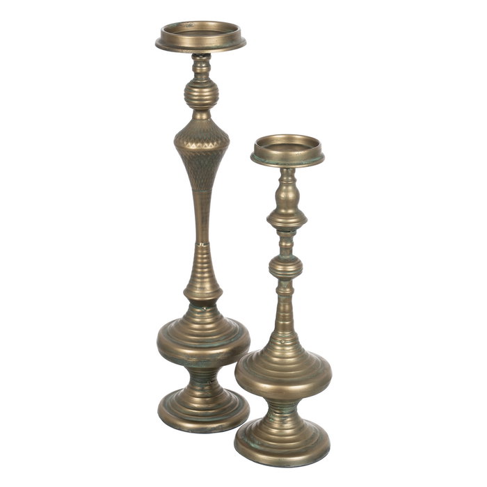 Portavelas Oro Viejo Metal Decoración 14 X 14 X 45,50 cm