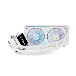 Nox Hummer M-240 LCD Sistema de Refrigeración Líquida All-in-One para CPU, Pantalla LCD Magnética Extraíble 3.4", ARGB, 2 Ventiladores PWM de 120 mm, Radiador Doble 240 mm, Blanco