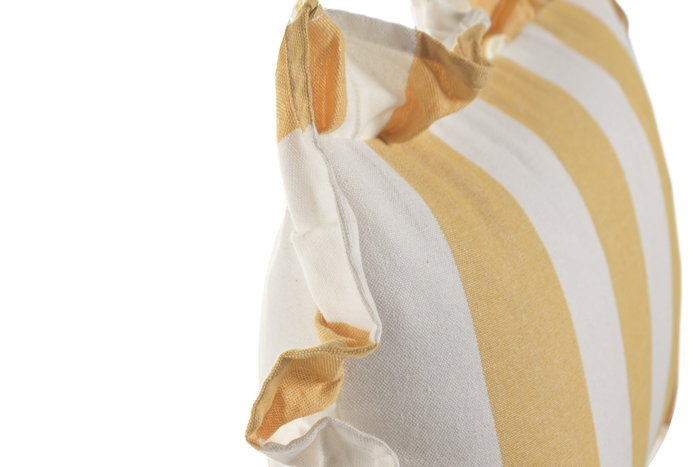 DKD Home Decor Cojín Algodón Reciclado Volantes Rayas Amarillo 50x30 cm DKD Home Decor Cojín Algodón Reciclado Volantes Rayas Amarillo 50x30 cm