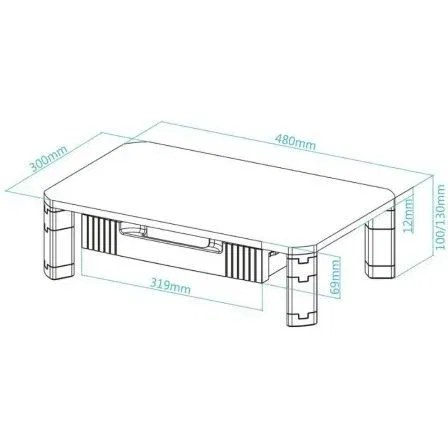 TooQ Soporte Multiusos TQMMPD02 para Monitor/Portátil Elevador Regulable Negro Hasta 20kg