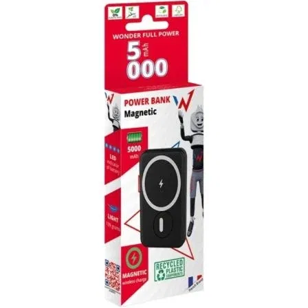Wonder Powerbank 5000mAh WX5MAG | 20W Carga Rápida USB-C Magnética Negra