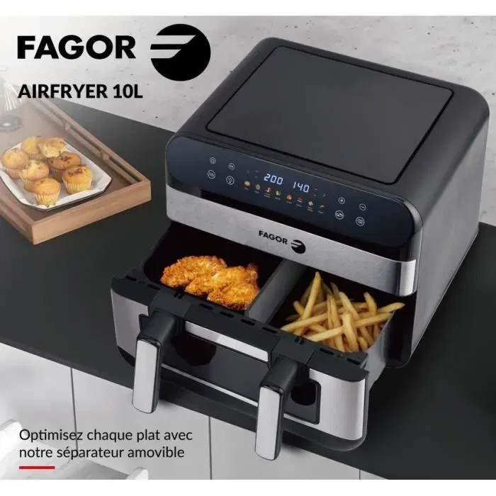 Fagor Freidora sin Aceite Airfryer FGF10 10L 2400W FAG3508510106368 Pantalla Táctil 8 Modos Pregrabados Gran Depósito Cocción Fagor Freidora sin Aceite Airfryer FGF10 10L 2400W FAG3508510106368 Pantalla Táctil 8 Modos Pregrabados Gran Depósito Cocción