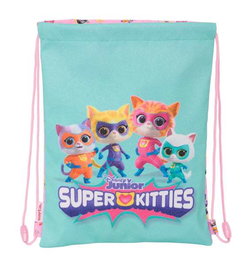 Bolsa Mochila con Cuerdas SuperKitties Rosa Turquesa 26 x 34 x 1 cm
