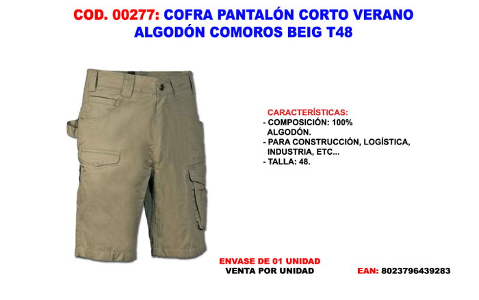 COFRA FINSTOCK Pantalón corto de verano de algodón Beige T48 COFRA FINSTOCK Pantalón corto de verano de algodón Beige T48