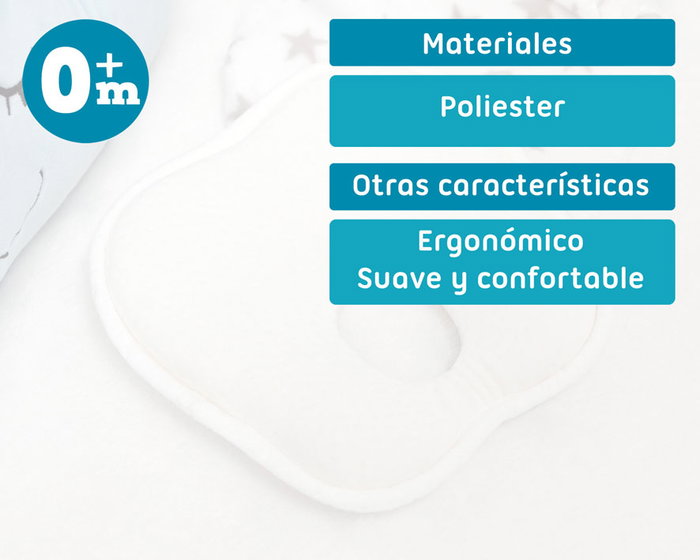 KioKids Purewhite Almohada Ergonómica para Bebés Anti-Plagiocefalia +0 Meses Tejido Suave Blanco Polyester