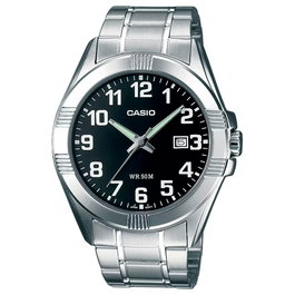 Casio MTP-1308D-1B con esfera negra y correa gris