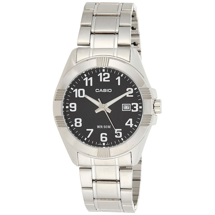 Casio MTP-1308D-1B con esfera negra y correa gris