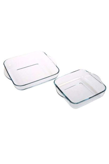 Hermia PB-159028 Juego de Platos de Vidrio Borosilicatado Transparente, Apto Lavavajillas, Microondas y Refrigerador