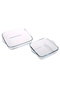 Hermia PB-159028 Juego de Platos de Vidrio Borosilicatado Transparente, Apto Lavavajillas, Microondas y Refrigerador