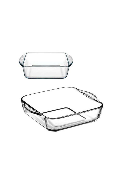 Hermia PB-159028 Juego de Platos de Vidrio Borosilicatado Transparente, Apto Lavavajillas, Microondas y Refrigerador