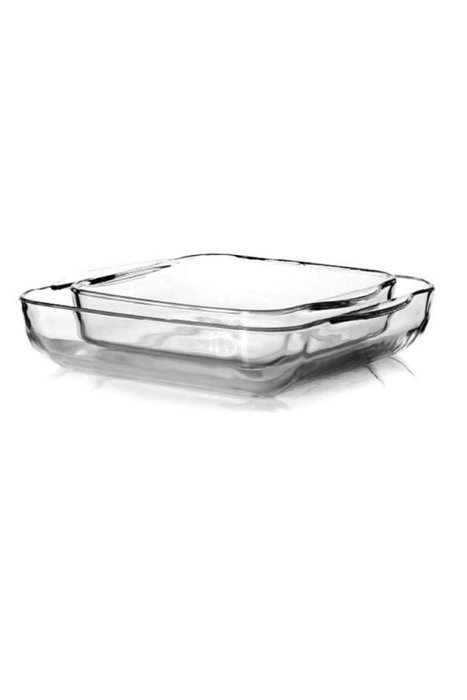 Hermia PB-159028 Juego de Platos de Vidrio Borosilicatado Transparente, Apto Lavavajillas, Microondas y Refrigerador