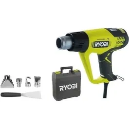 Ryobi Pistola de Calor 2000W con Pantalla LCD, 50-650°C, 3 Flujos de Aire, Incluye Accesorios en Caja