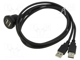 DeLOCK Cable USB 2.0 2 x USB Tipo-A macho a 2 x USB Tipo-A hembra para integración, 1 m, negro