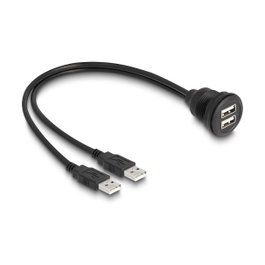 DeLOCK Cable USB 2.0 de 2 x USB Tipo-A macho a 2 x USB Tipo-A hembra, 1 m, Negro