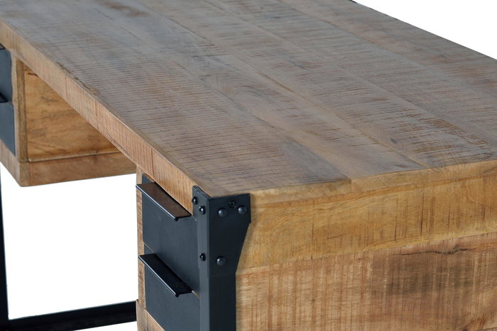 GINER Y COLOMER Escritorio de Madera de Mango y Metal 4 Cajones Natural GINER Y COLOMER Escritorio de Madera de Mango y Metal 4 Cajones Natural