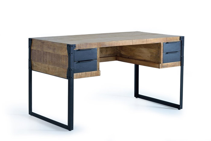 GINER Y COLOMER Escritorio de Madera de Mango y Metal 4 Cajones Natural GINER Y COLOMER Escritorio de Madera de Mango y Metal 4 Cajones Natural