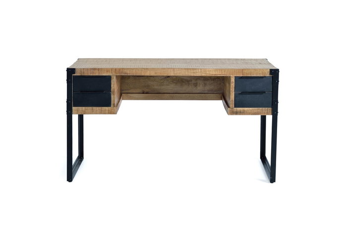GINER Y COLOMER Escritorio de Madera de Mango y Metal 4 Cajones Natural GINER Y COLOMER Escritorio de Madera de Mango y Metal 4 Cajones Natural