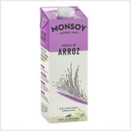 MONSOY Bebida Vegetal de Arroz 1L Pack 6 Uds. Bio, Sin Azúcares Añadidos, Bajo en Grasas y Sal