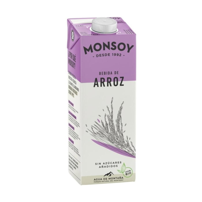 Monsoy Bebida de Arroz Bio 1L Ecológica sin Azúcares Añadidos Monsoy Bebida de Arroz Bio 1L Ecológica sin Azúcares Añadidos