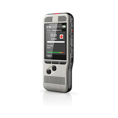 Philips DPM 6000/02 Grabadora de Voz Digital, Memoria SD/SDHC, Pantalla TFT 2.4", 30h Batería, Negro/Plata