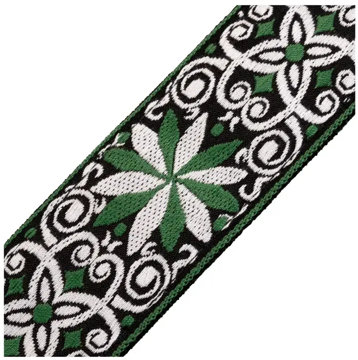 Levy's Correa Hootenanny Series Poly Jacquard 2" - Floral Verde Y Blanco