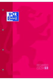 OXFORD Paquete de 5 recambios color rojo A4 80 hojas 90g cuadrícula 5x5