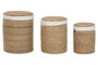 DKD Home Decor Cesta Tropical Set de 3 Natural Blanco