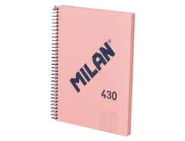 Milan Cuaderno espiral serie 1918 DIN A5 80 hojas cuadro 5 mm rosa