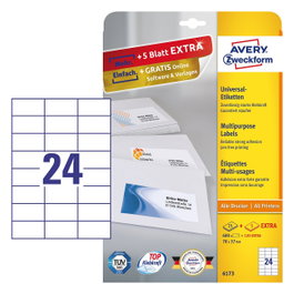 AVERY Zweckform Etiquetas 6173 Blanco 70,0 x 37,0 mm