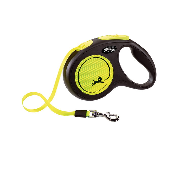Flexi New Neon Amarillo con Cinta de 5m Talla M hasta 25kg Flexi New Neon Amarillo con Cinta de 5m Talla M hasta 25kg