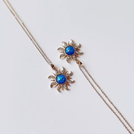 Heliophilia Silver Collar de Acero Inoxidable 316L Dorado y Azul 45 cm + 5 cm