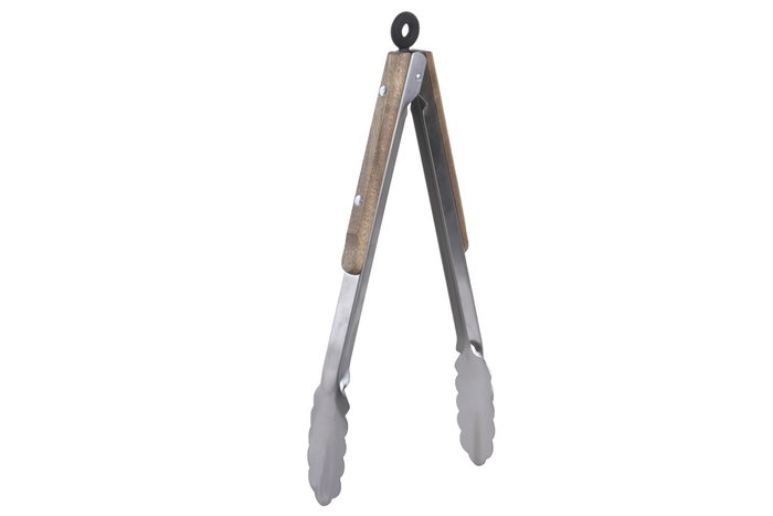 DKD Home Decor Pinzas para servir INOX ACACIA 26 Natural