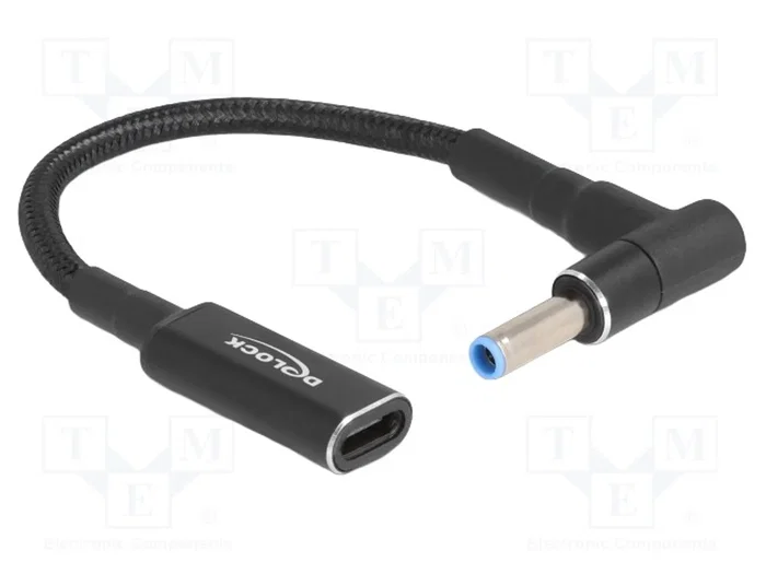 DeLOCK Cable adaptador USB Type-C hembra a HP 4,5 x 3,0 mm macho 90° 15 cm DeLOCK Cable adaptador USB Type-C hembra a HP 4,5 x 3,0 mm macho 90° 15 cm
