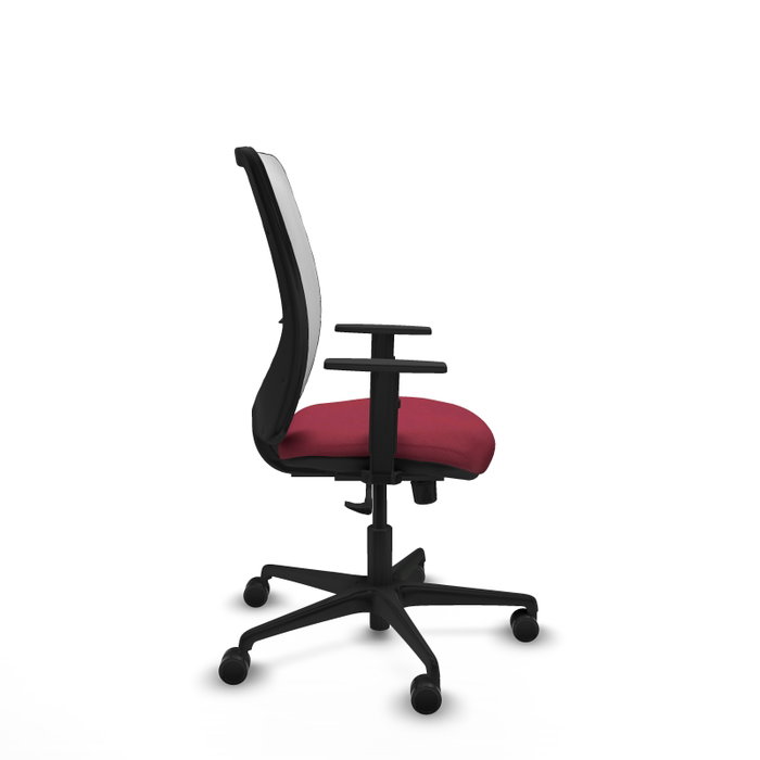 PIQUERAS Y CRESPO Silla de oficina Zulema con mecanismo Sincro, Tela Granate y Malla Blanca