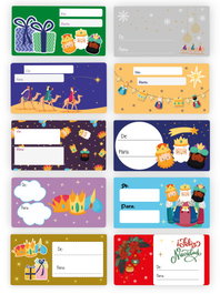 Bismark 332911 Caja 100 Etiquetas Adhesivas para Regalos Reyes Magos 75x50x50mm
