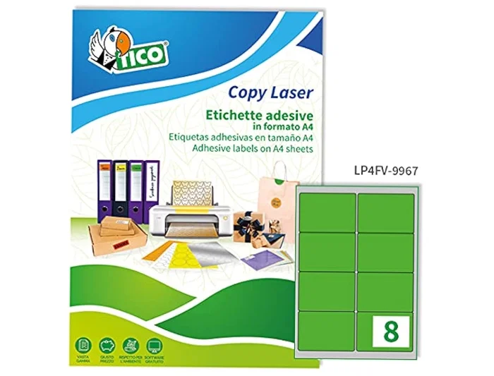 Avery Etiqueta Adhesiva Verde Fluorescente Permanente FSC 99,1x67,7 mm Caja 560 Unidades