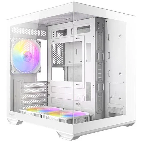 Antec Carcasa CX60M ARGB Blanco - Torre Mini Micro-ATX, Panel de Vidrio Templado, 3 Ventiladores ARGB Preinstalados, 1x USB-C, Compatible con placas ITX/Micro-ATX