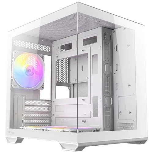 Antec Carcasa CX60M ARGB Blanco - Torre Mini Micro-ATX, Panel de Vidrio Templado, 3 Ventiladores ARGB Preinstalados, 1x USB-C, Compatible con placas ITX/Micro-ATX