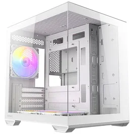 Antec Carcasa CX60M ARGB Blanco - Torre Mini Micro-ATX, Panel de Vidrio Templado, 3 Ventiladores ARGB Preinstalados, 1x USB-C, Compatible con placas ITX/Micro-ATX