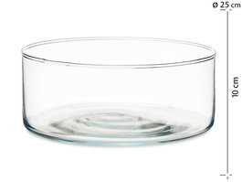 Giftdecor Tarrina de Cristal Cilindro Transparente 25 cm Diam x 10 cm Alto (Set de 4)