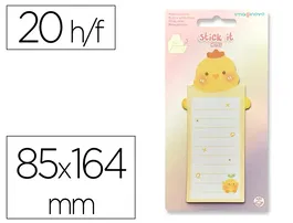 Imaginovo Bloc Notas Adhesivas Pollito 20 Hojas 85x164 mm