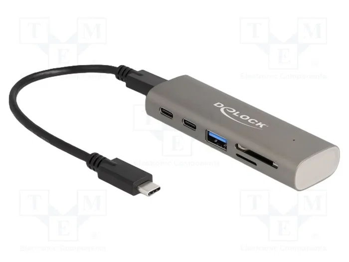 DeLOCK Hub USB 64236 con 3 puertos y lector de tarjetas SD/Micro SD Gris