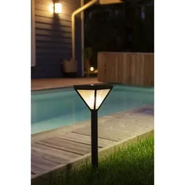 Farol solar Galix en acero inoxidable y vidrio, 25 lúmenes, 8 horas de iluminación, 1 LED COB filamento blanco cálido
