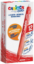 Boligrafo Carioca Oops Retractil Borrable Rojo (Set de 12)