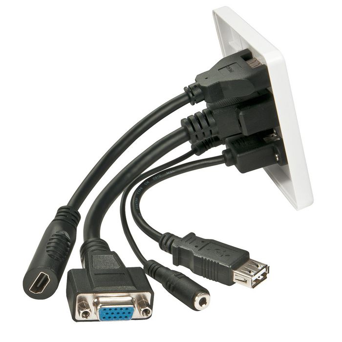 Lindy 60220 Adaptador Multipuerto HDMI + VGA + USB-A + 3.5mm Blanco